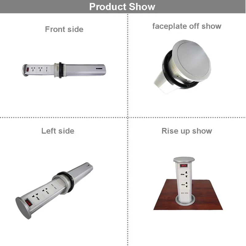 Автоматическая пневматическая Пневматическая Пружина настольная всплывающая розетка с 2 универсальными розетками питания+ 2 USB порта зарядного устройства+ 1 розетка переключателя