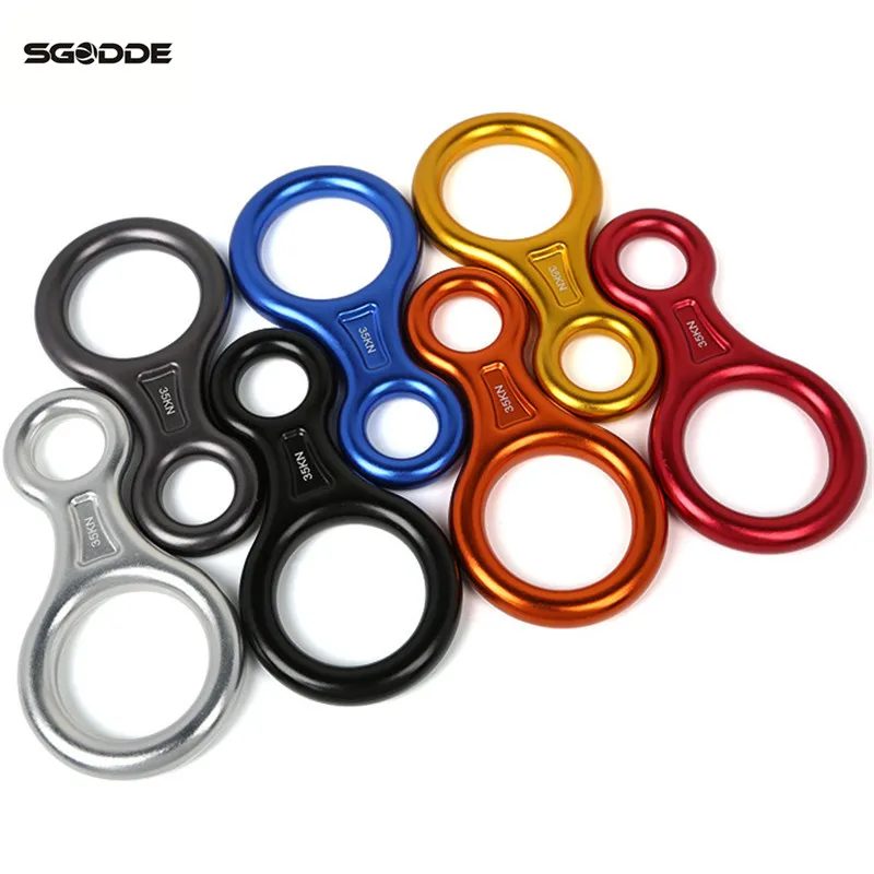 SGODDE في الهواء الطلق أداة إمدادات 35KN 8-حلقة سبائك الألومنيوم تسلق الصخور العصي الحبال قفل السليل التخييم التنزه اكسسوارات