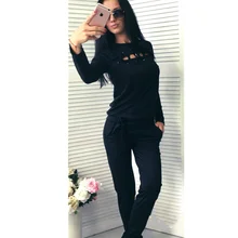 Women Tracksuits 2017 Sexy Two Piece Set Women Suits Casual Wear Suit Set O Neck Drawstring Solid Bow Black Knitted Tracksuit