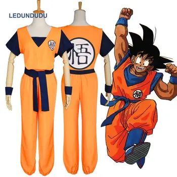 

Anime Dragon Ball Z Cosplay Costumes Son Goku Clothes Suit Adult Turtle GUI Uniform set for Halloween Party Gold Wigs
