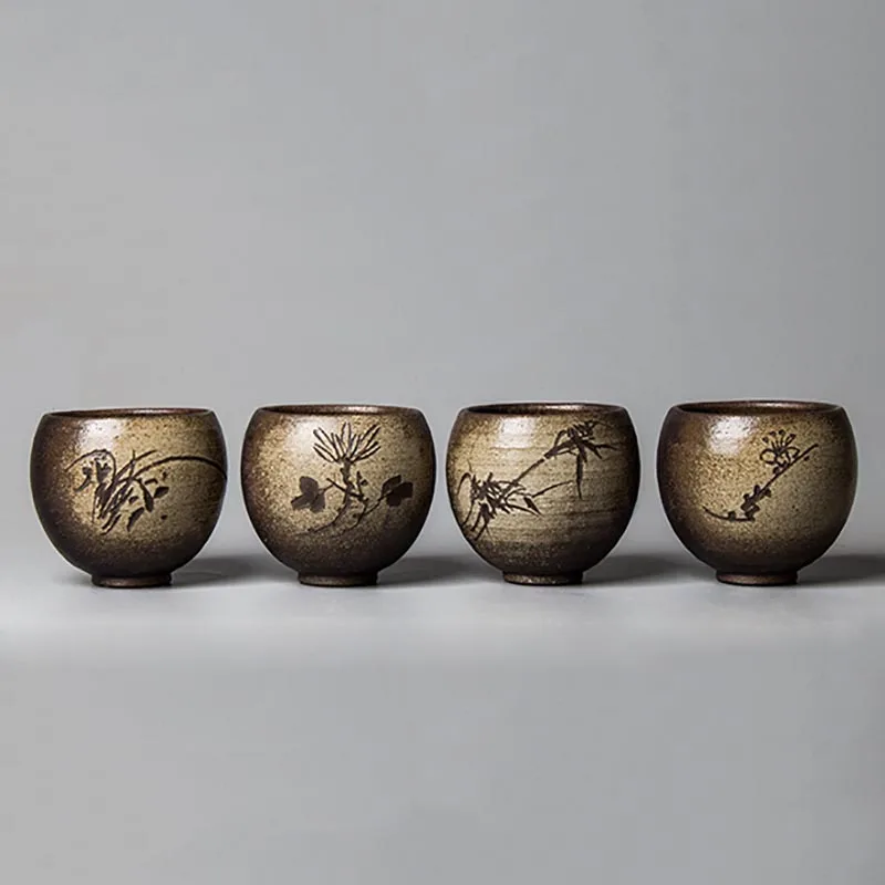 110 мл ручная работа грубая керамика чайная чашка японский стиль ретро керамический чайный набор кунг-фу пуэр мастер чайная чаша креативный домашний декор