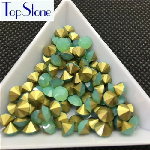 TopStone 5 мм 6 мм 8 мм стекло кристалл шатон опал цвета заостренные с обратной стороны Стразы для Diy украшения ювелирных изделий - Цвет: Green opal
