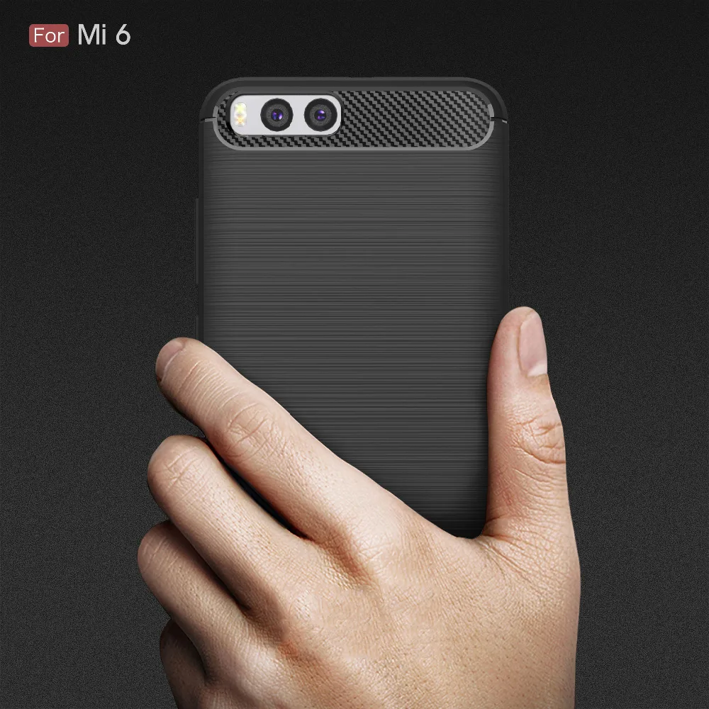 עבור Xiaomi Mi 6 מקרה סיליקון מקרה עבור Xiaomi Mi6 mi 6 מקרה כיסוי Fundas רך פחמן סיבי Brushe Coque etui Capinha Aksesuar