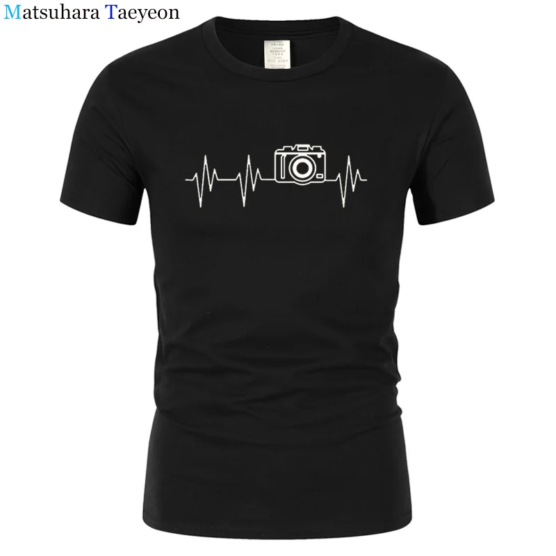 

summer Mens t shirts fashion photographer heartbeat photo funny T shirt cotton short sleeve O neck t-shirts tshirt T199