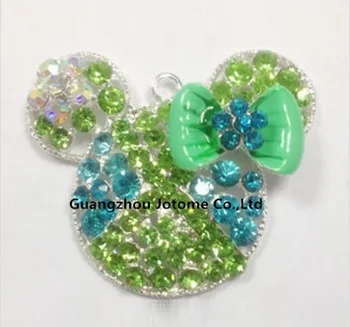 

rhinestone Mouse Pendant with enamel bow-knot Pendant Charms Necklace