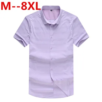 

plus size 10XL 8XL 6XL 5XL 4XL Men's Casual Dress Short Sleeved Shirt Twill Blue Pink Male Loose Fit Shirt For Men Social Shirts