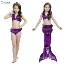 Летний купальный костюм принцессы с хвостиком русалки для девочек, бикини из трех предметов для девочек, детские костюмы, купальные костюмы, новинка года, для детей от 3 до 8 лет