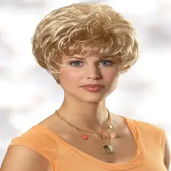 Натуральные вьющиеся парики для женщин блондинка белый синтетический короткий парик с челкой чёрный; коричневый термостойкие афро Омбре