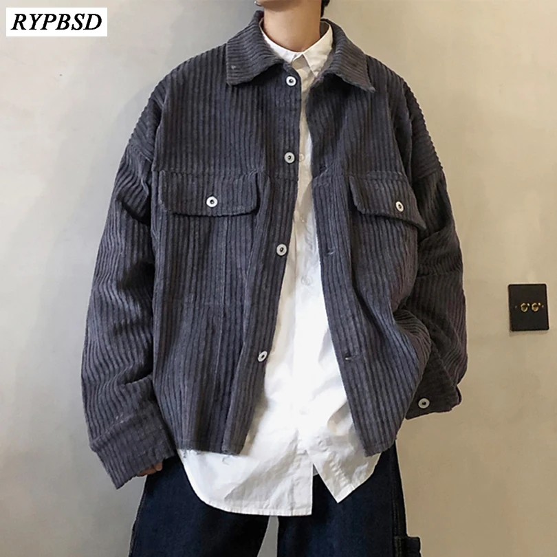 2019 Men's Corduroy Fabric Coats Streetwear Brand Bomber Jackets Fashion Outerwear Grey/red/khaki Color Windbreaker Size M-XL