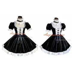 Sissy Maid Готическая Лолита панк ПВХ платье Косплей Костюм на заказ [G369]