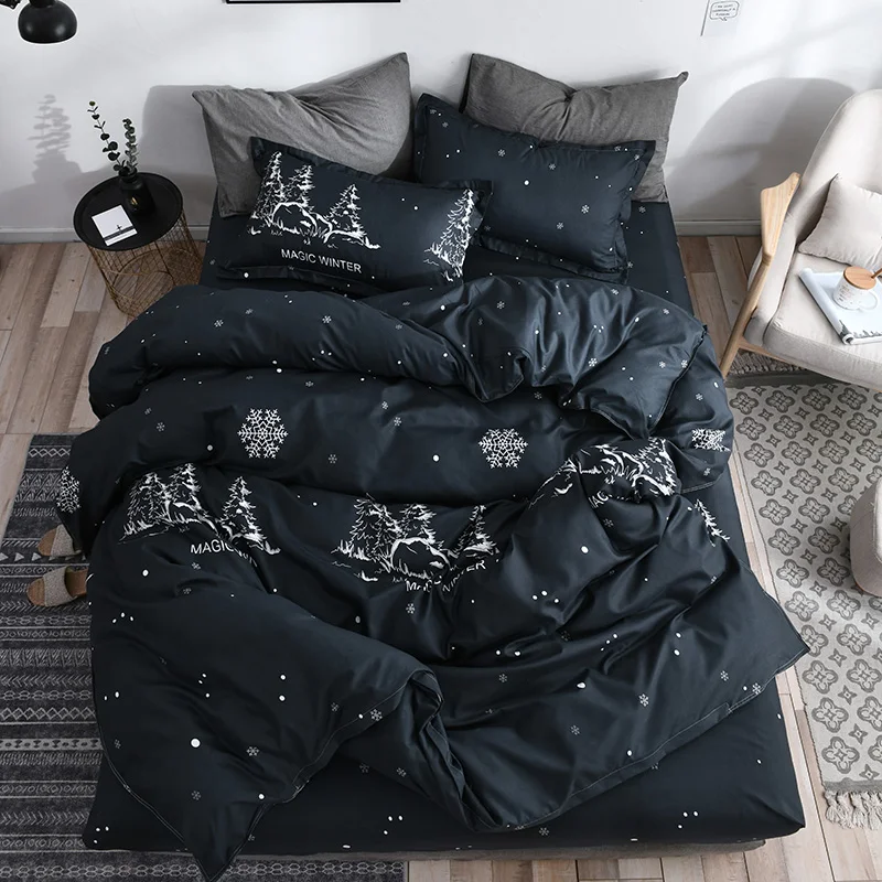 

Luxury Bedding Set Bedroom Cover Set red King Size Comforter Full Queen Size Comforter Black Bedding Sets for girl kids boy