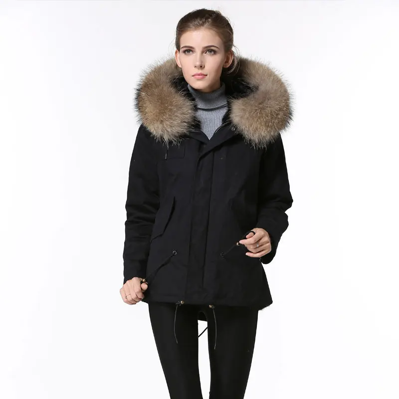 Winter Cool Black Fur parkas women Raccoon fur collar Thick fur Jacket Winter Cool Black Fur parkas women Raccoon fur collar Thick fur Jacket