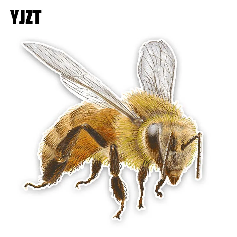 

YJZT 14CM*14.1CM Cartoon Creative Bee PVC Sticker Car Decal 12-300844