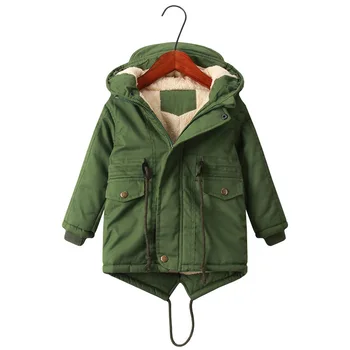 

Children Winter Cotton-Padded Jacket Kids Plus Velvet Warm Outerwear Coat For Boys 3-10 Year Swallow Tail Parkas Clj249