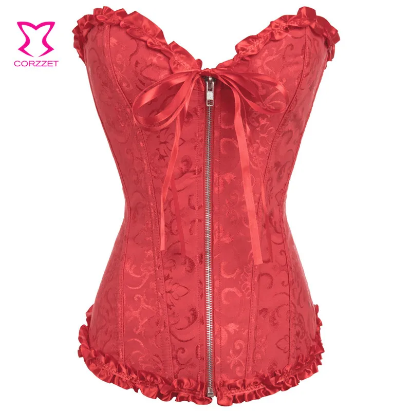 

Wedding Bridal jacquard corset sexy overbust Zipper lace up corsets gotico Floral Bustier Bodyshaper Exercise corselet corselet
