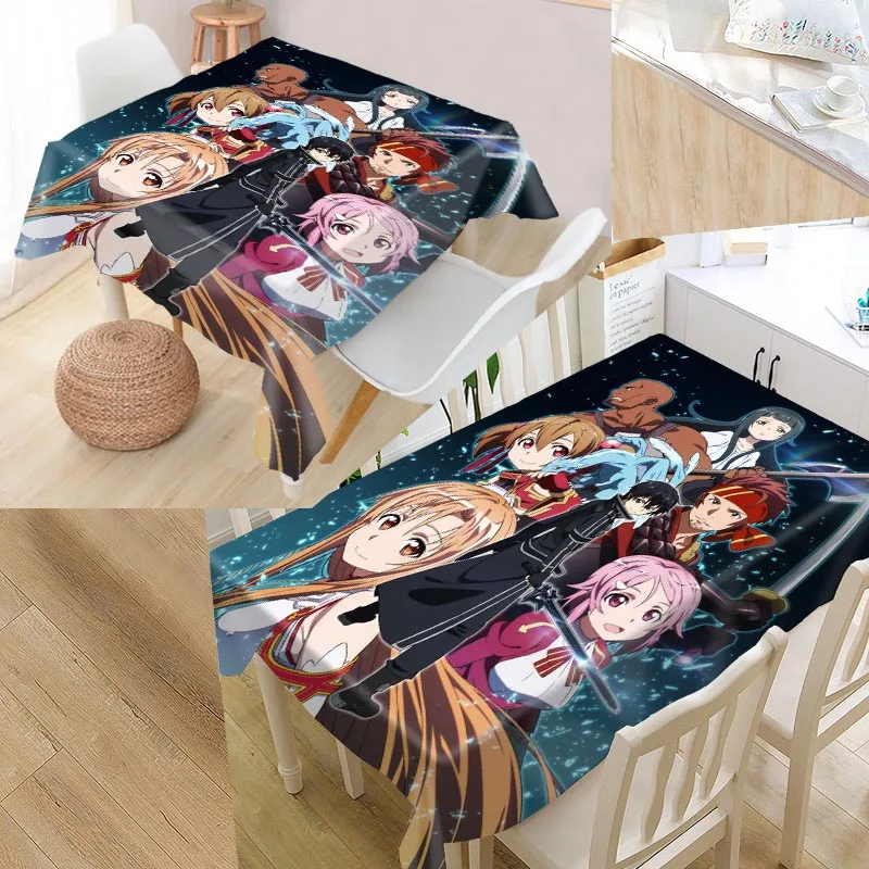 

Anime Sword Art Table Cover Printing Waterproof Tablecloth More Size Tablecloths Kitchen Wedding Hotel Decoration