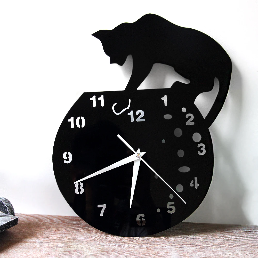 Funlife TM Stylish Cat On Roof Acrylic Wall Clock Creative Designer funlife-tm-stylish-cat-on-roof-acrylic-wall-clock-creative-designer