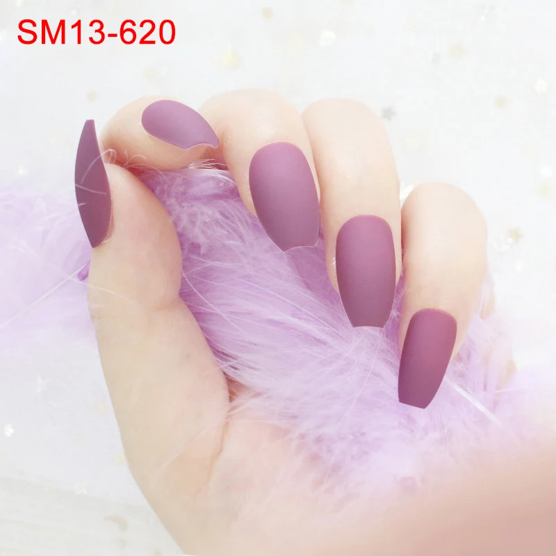 

24 Pcs/Set Grind arenaceous matte Fake Fingernails Nail Art Decoration False Nails Full Tips Nail Beauty Decorating Tool YF2018