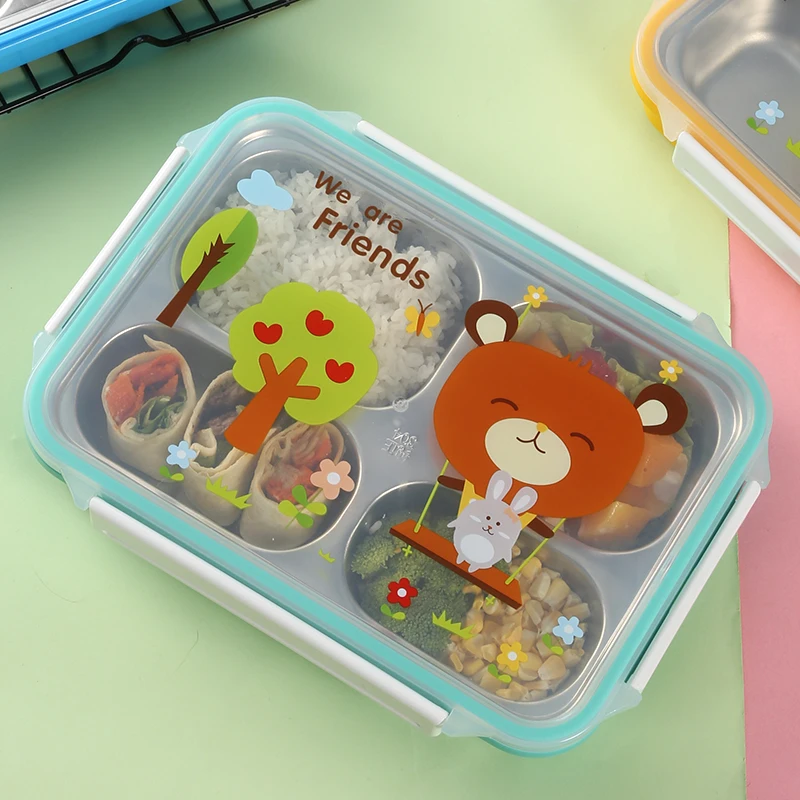 

MICCK 304 Stainless Steel Lunch Box For Children lovely Cartoon Bento Box BPA Free Food Storage Container For Picnic School