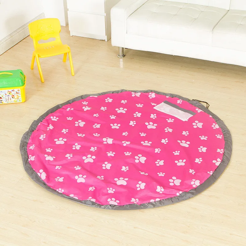 New Portable Baby Play Mat Toy Storage Bag Kids Playing Floor Blanket Mat Travel Picnic Mat Toy Organizer Drawstring Storage Bag