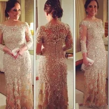 Свадебное кружевное вышитое бисером женское вечернее платье Новая мода с коротким рукавом и аппликацией Элегантные платья для матери невесты