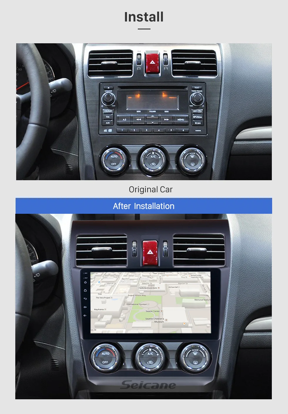 Perfect Seicane 2 Din Android 8.1 9" Radio GPS Navi 1024*600 Touchscreen WIFI Car Stereo for Subaru Forester 2015 Bluetooth Rearview SWC 2
