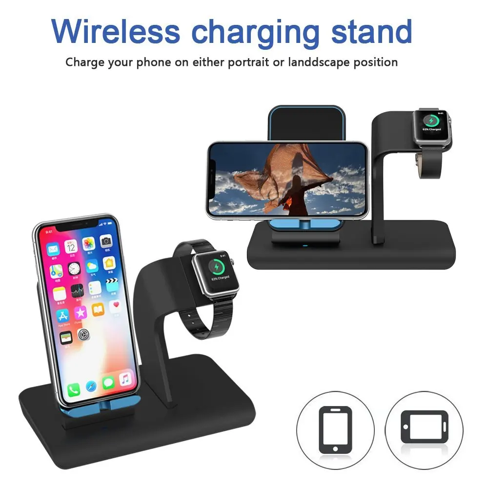 FDGAO 2 в 1 Подставка для зарядки Apple Watch 5 4 3 Быстрое беспроводное зарядное устройство