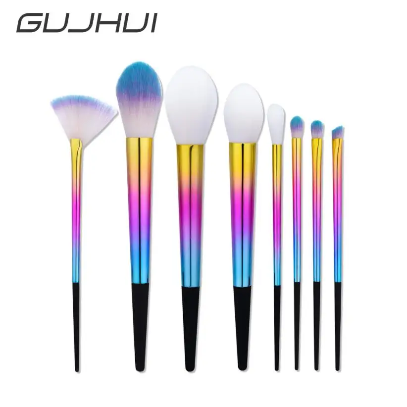 

8 pcs Makeup Brushes sets foundation brushes Plastic handle colorful makeup brush kits maquiagem Dropship 12.7