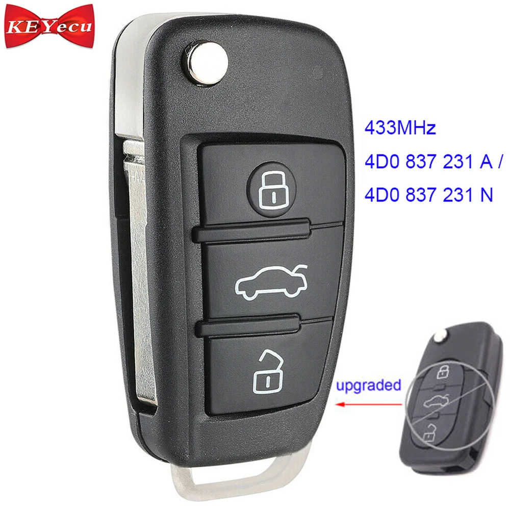 thumbnail image 2 of YIQIXIN 4DO837231R Flip 2 Buttons Key ID48 Chip For Audi A3 A4 A6 A8 TT Allroad 2 of 14