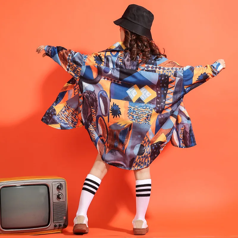Long Sleeve New Pattern Girl Sir Hip-hop Dance Clothing Children JAZZ Korean Multi Color Suit Show Autumn Spring Clothes 180 T (12)