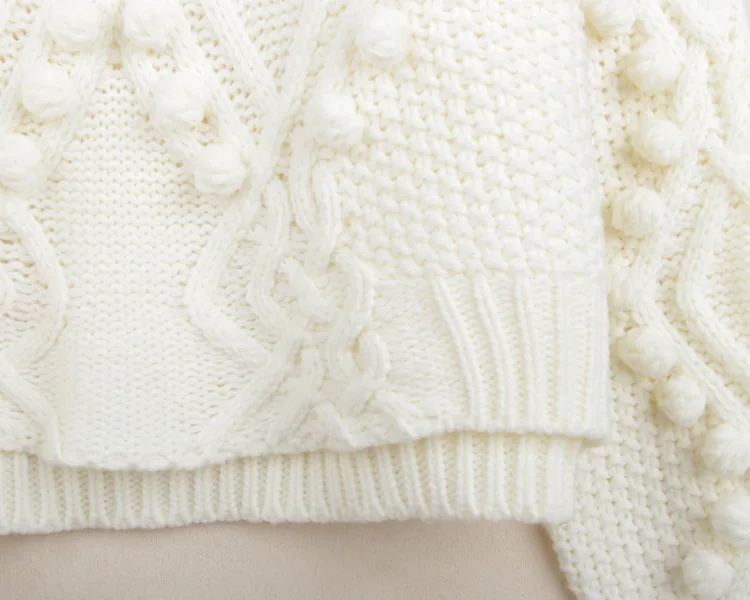 Женские свитера и пуловеры Осень Зима Женский Большой размер свитер белый помпон вязаный джемпер Femme ZR1