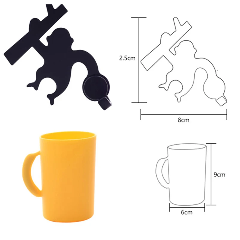 Ванная комната мультфильм чашки крюк набор АДСОРБИРОВАННЫЙ на стене Милая обезьяна Вешалка костюм Висячие кружки для зубной щетки краску чашки держатель зубной щетки полки