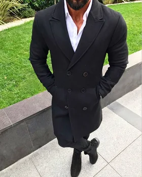 

Mens Long Coats New Fashion Men Winter Warm Blends Coat Lapel Outwear Overcoat Long Jacket Peacoat