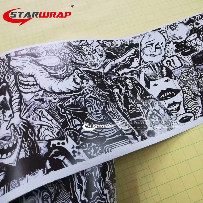 Starwrap comic Car Styling Black White Vinyl Film Camo Car Wrap Vinyl Sticker Film Car Body Covers Wrapping With Air Bubble Free