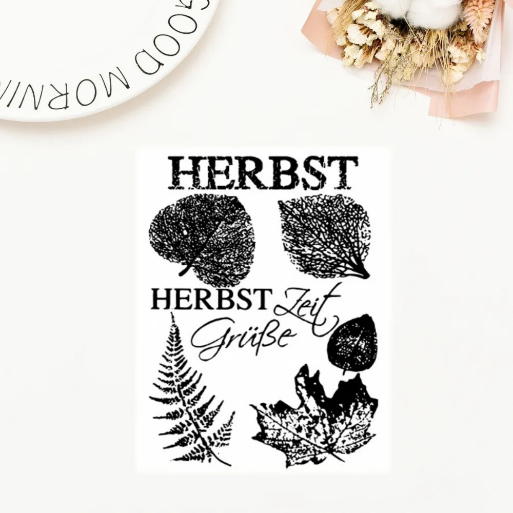 German Common Words Leaf Transparent Clear Silicone Stamp For Seal DIY 