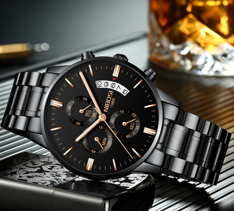 NIBOSI Men Watch Chronograph Sport Mens Watches Top Brand Luxury Waterproof Full Steel Quartz Gold Clock Men Relogio Masculino (13)