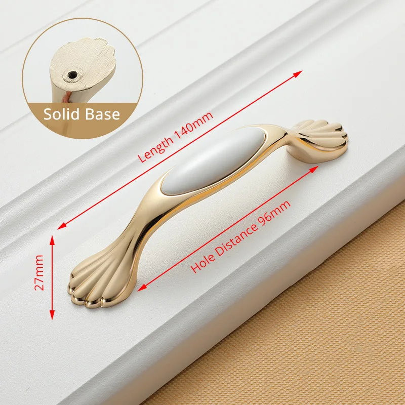 1030-96GW NAIERDI золотые белые Creamic ручки для шкафа, круглая ручка для выдвижных ящиков, кухонные дверные ручки, Мебельная ручка, дверная фурнитура для шкафа - Цвет: 1030-96GW
