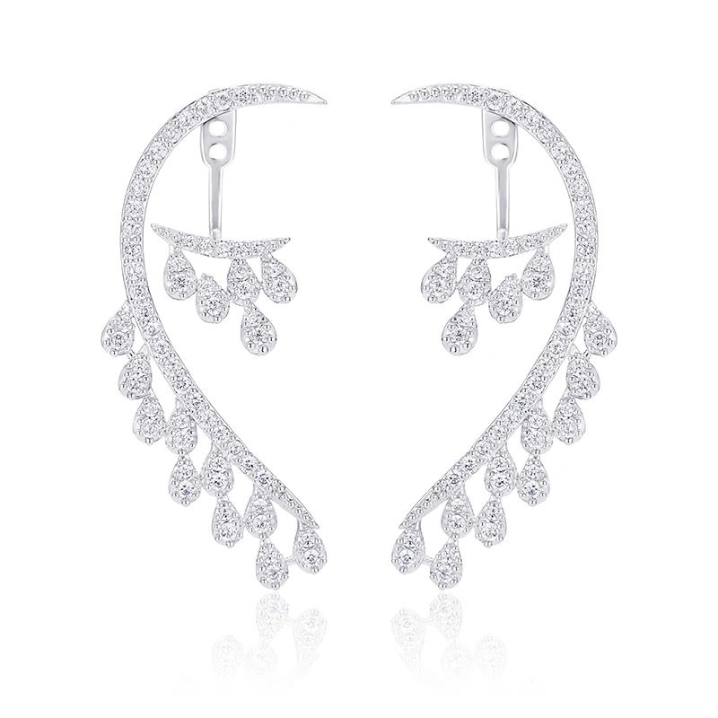 

XIUMEIYIZU Fashion Style Ear Shape Gold And Silver Color Water Drop Charm Drop Earrings AAA Cubic Zirconia Earring