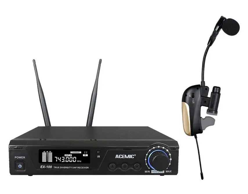

ACEMIC Pro UHF 660-690 MHz 100M Wireless Saxophone Trumpet Mic Microphone