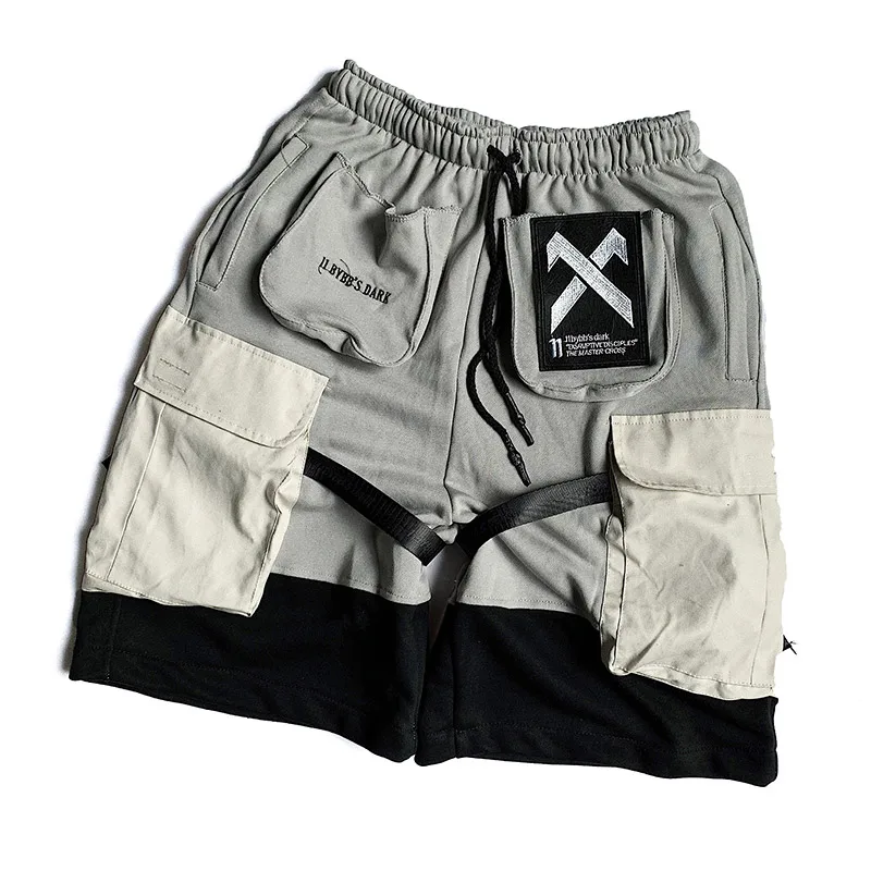 Летние лоскутные мужские шорты Карго Хип Хоп спортивные брюки мужские свободные уличные спортивные шорты мужские прямые мужские корейские костюмы S6T59