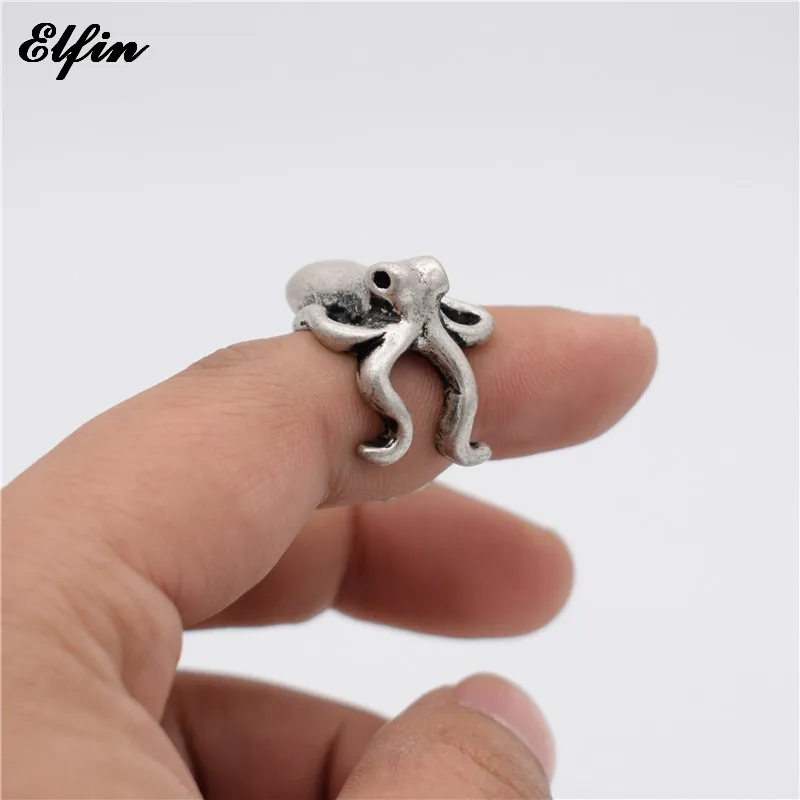 

Elfin Trendy Vintage Adjustable Octopus Ring Men Fashionable Cute Jewellery Rings For Women Anillos Mujer Warcraft