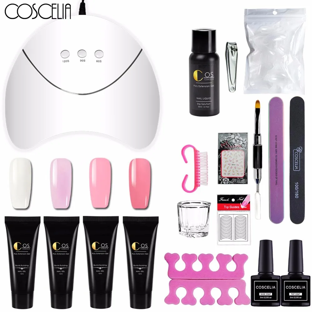 

COSCELIA 15ML Nails Extension Set Hard Jelly Gel Poly Gel Set LED UV Gel Varnish Nail Polish Art Kit Quick Building For Poly Gel