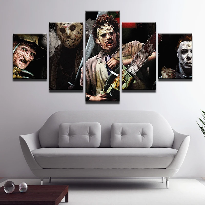 5 Pieces Canvas Painting Horror Saws Movie Characters HD Prints Posters wall art picture room decor no frame | Дом и сад