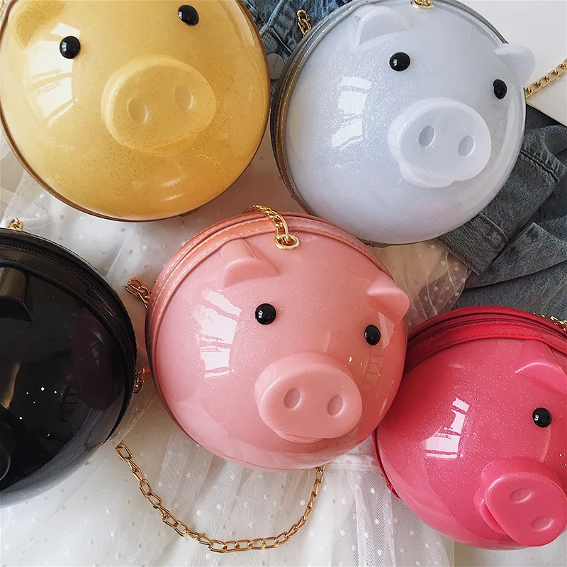 

Cute Pig Bag PVC Handbag Purses Women Bag Designer Circular Shoulder Crossbody Bags for Women Girl Chain Messenger Sac a main