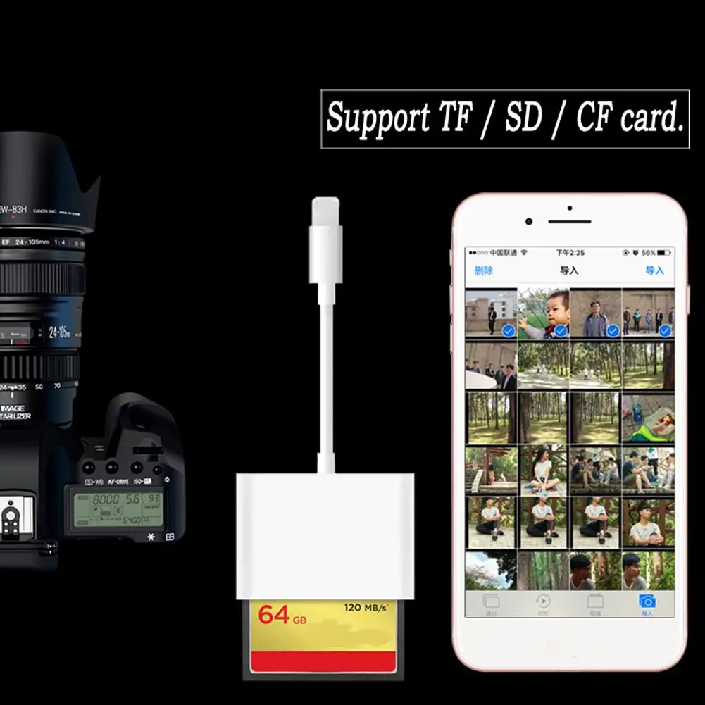 3-в-1 Портативный OTG Поддержка CF/SD/TF Card Reader кабель для iPhone Apple iPad Новые