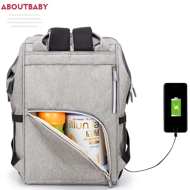 

Baby Diaper Bag with USB Interface Large Capacity Waterproof Nappy Bag Kits Mummy Maternity Travel Nursing Backpack dropshipper
