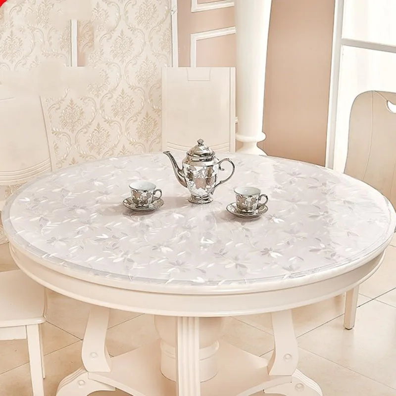 الأزهار واضح جولة شفافة قماش PVC Tablecloths1.0mm سميكة الجدول غطاء الزجاج لينة القماش الحصير للجداول المنسوجات المنزلية