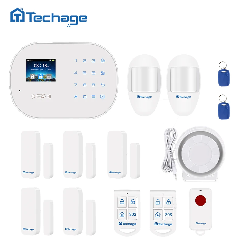 Techage S6 GSM GPRS PSTN Беспроводная сигнализация комплект PIR детектор движения умный датчик домашняя охранная сигнализация