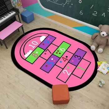 

Children's Room Labyrinth Checkers Carpets Oval Rug Living Room 3D Carpet Bedroom Bedside Blanket Kindergarten Custom Thin Mat