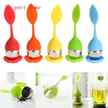 500 шт./лот лист Силиконовое чайное ситечко withe пищевой фильтр для чайных пакетиков креативный 304 чайное ситечко из нержавеющей стали